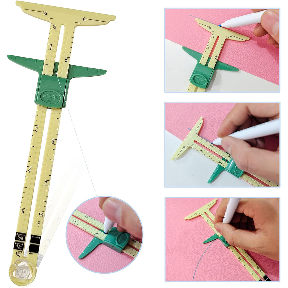 5 في 1 انزلاق مقياس أداة قياس  - مراجعة Sewing Gauge Ruler وسعره